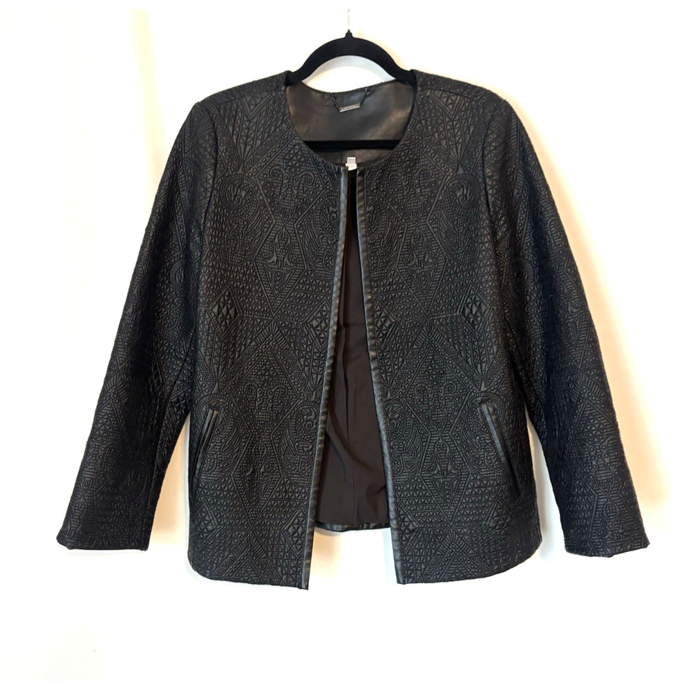 Chico's Jacket 1 Womens Faux Leather Black Open Front Chico Chicos